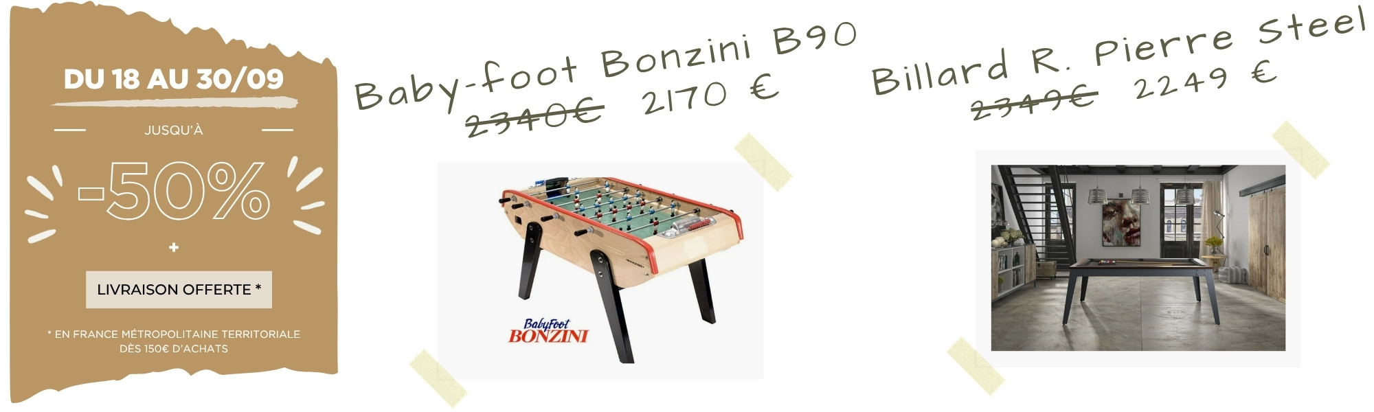 Baby-foot et billard haut de gamme